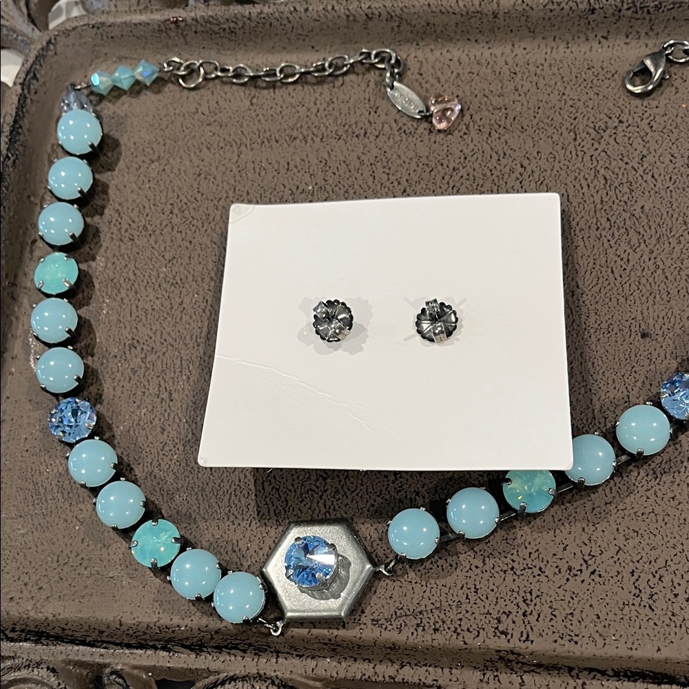 Sabika Turquoise and Blue Necklace Set - Picture 2 of 3